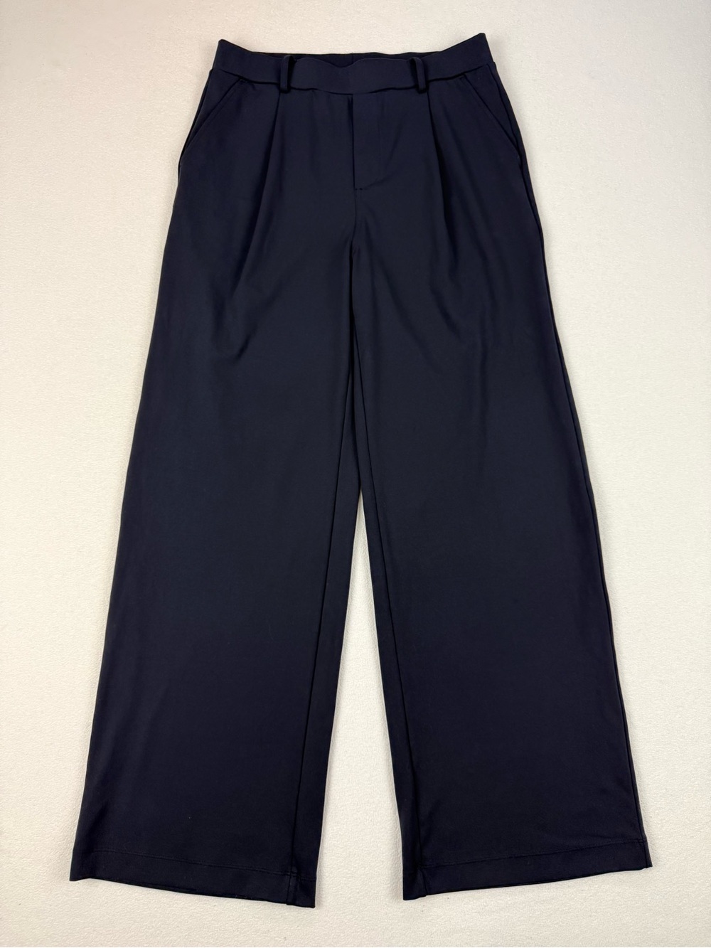 Athleisure Dress Pants Stretch Pull On Trousers Work Casual Tailored Black